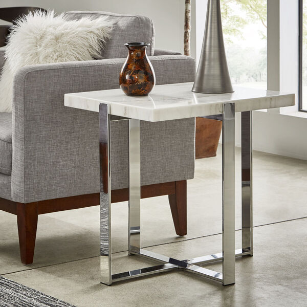 Diana Chrome Marble Top Framed End Table, image 5